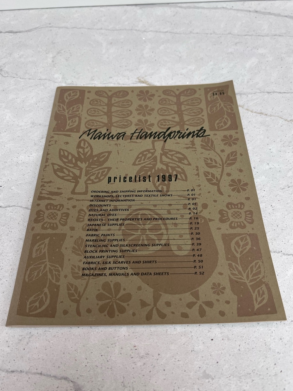 Vintage, 1997 Maiwa Handprints catalog booklet. Textile instruction manual book.